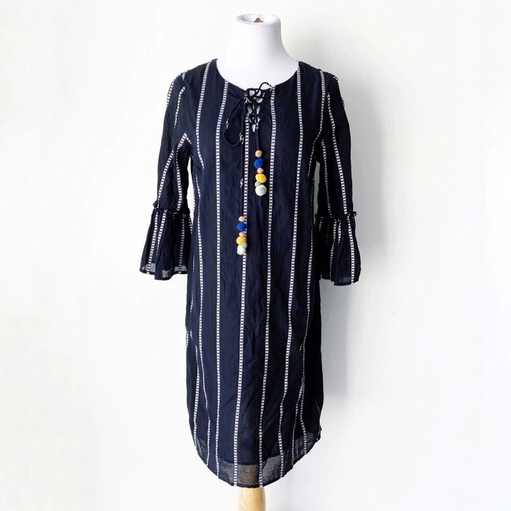 Emberley Boutique Cotton Black & White Striped Tunic Dress